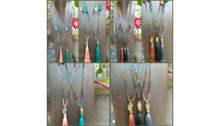 buddha head tassels necklaces larva stone bead bali wholesale 50 pieces shipping free